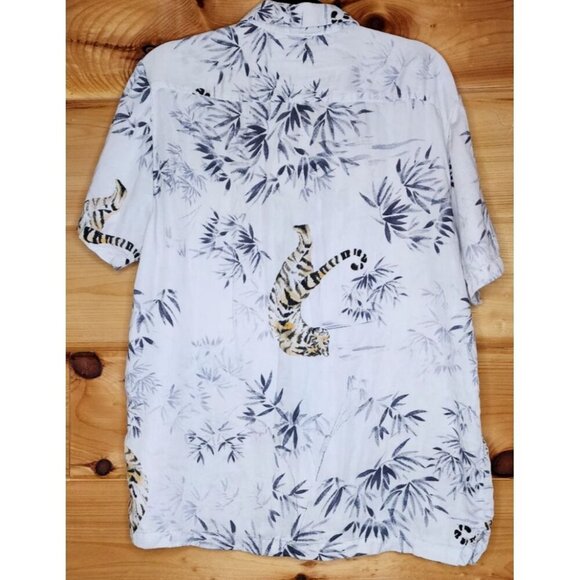 Denim & Flower Ricky Singh Tiger/Bamboo Button Up Shirt Size XL, Preowned. - Picture 15 of 16